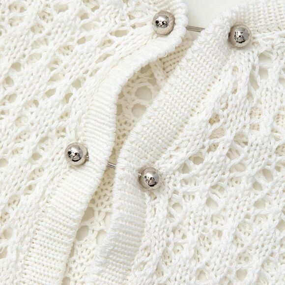 COMMENSE Women’s Long Sleeve Crochet Knit Maxi Dress in the Size Medium in White - Picture 14 of 14